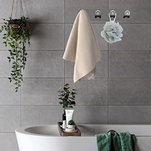 MAPPERZ Plastic Self Adhesive 4 Hooks in 1 Layer Multipurpose Hanger Hooks Wall Hanging Stand (Black)