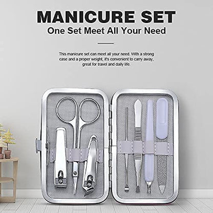 MAPPERZ Professional Manicure Kit/Stainless Steel Grooming Set With Leather Case (7 In 1)