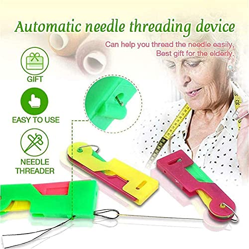MAPPERZ Automatic Needle Threading Device/ Plastic Press and Thread Device Tailoring and Sewing Kit Tool Self Needle Threading Tool - Pack of 3
