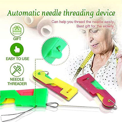 MAPPERZ Automatic Needle Threading Device/ Plastic Press and Thread Device Tailoring and Sewing Kit Tool Self Needle Threading Tool - Pack of 3