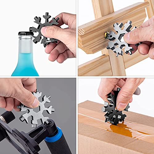 MAPPERZ 18-in-1 Stainless Steel Snowflake Portable Multi Tool, Screwdriver, Wrench, Bottle Opener Combination Compact Tool for Outdoor Travel, Camping, Adventure, Daily Tool & Keyring, Pack Of 1