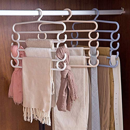 MAPPERZ 5 Layer Heavy Duty Multipurpose Hanger with Extra Side Hooks for Dupatta/Tie Cloth Rack Multilayer Storage Scarf Tie Rack Hanger (Multicolor)