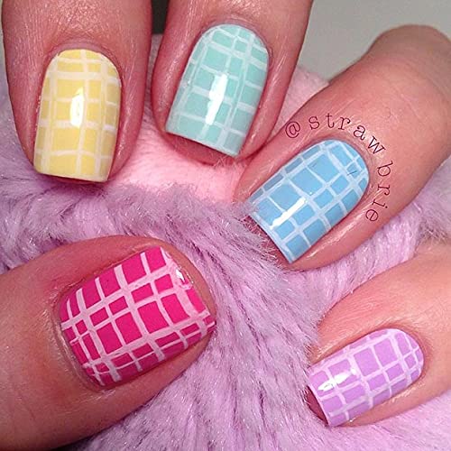Mapperz DIY French Tip Guide Manicure Nail Art Decorations Plaid Form Fringe Sticker Stencil (Pack of 2)