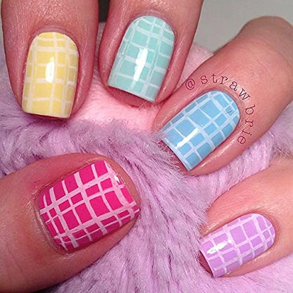 Mapperz DIY French Tip Guide Manicure Nail Art Decorations Plaid Form Fringe Sticker Stencil (Pack of 2)