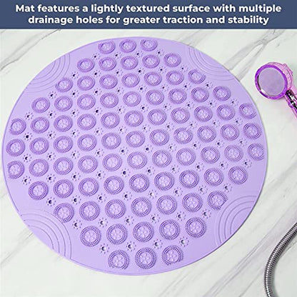 MAPPERZ Round Shower Mat, Feet Massager Textured Grip Anti-Slip Standing Up Shower Mat with Foot Scrubber Bath Mat with Drain Holes- (22 x 22 inches, Multicolor)