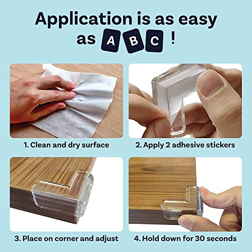 MAPPERZ Table Corner Protector-Rewup Corner Protector for Kids Table Guards for Baby Child Safety Self Adhesive Clear Safety Guard Gel Table and Soft PVC Transparent Furniture and Sharp Proofing