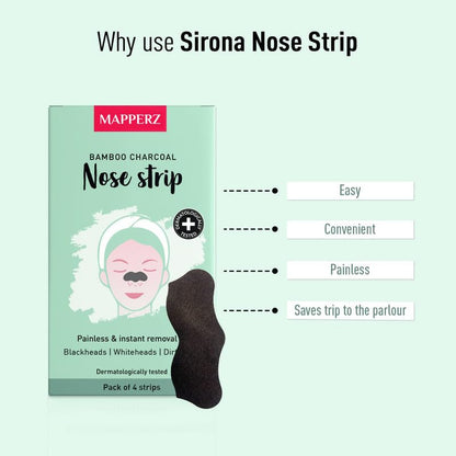 MAPPERZ Blackhead Remover Bamboo Charcoal Nose Strips Nose Dirt and Oil Remover For Womens (Pack of 10)