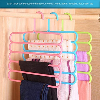 MAPPERZ Layer Multipurpose Multi-Layer Hangers for Clothes/Shirts/Wardrobe/Ties/Pants/Space Saving Hanger/Wardrobe Organizer/Plastic Hangers (Multicolor Colour) (Pack of 6)