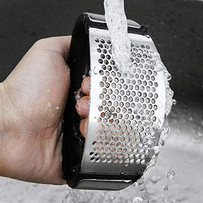 MAPPERZ Garlic Press Crusher for Kitchen/ Stainless Steel Garlic Presser/ Ginger Presser Manual Garlic Presser Curved Garlic Grinding Slicer Chopper for Kitchen