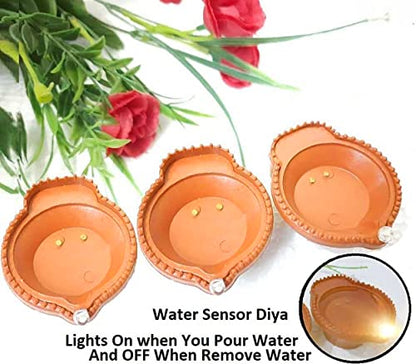 MAPPERZ Water Sensor Led Diyas Candle Warm Orange Ambient Lights, with Water Sensing Technology E-Diya, Battery Operated Led Candles for Home Decor, Festivals Decoration