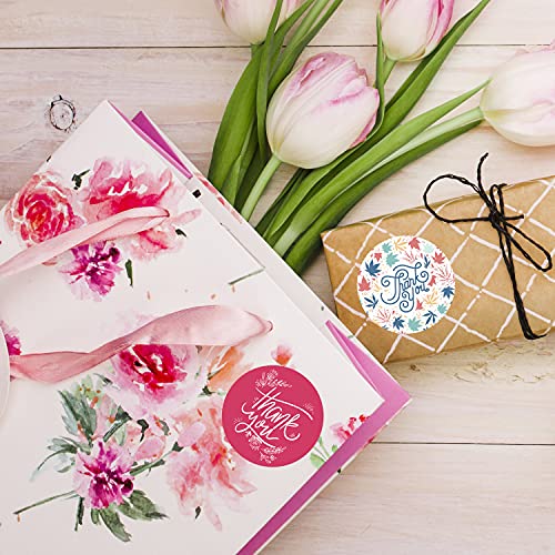 MAPPERZ Thank You Floral Stickers 500 Pcs Floral Paper Reward Stickers Labels Roll for Business Shopping Bags and Gift Bags