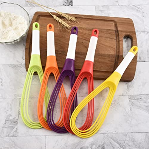 MAPPERZ Magic Foldable Plastic 2-in-1 Whisk Beater Hand Blender Mixer Froth Whisker Latte Maker for Milk Coffee Egg Beater Juicer Rotating Silicone Whisk – (Multicolor)