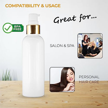 MAPPERZ 1 Cylindrical Shape Bottle Durable Refillable Containers With 1 Pump Bottles Dispenser, 1 Spray Atomizer, 1 Filp Top Cap And Root Comb Applicator Perfume Liquids Shampoo Lotion Cream,White