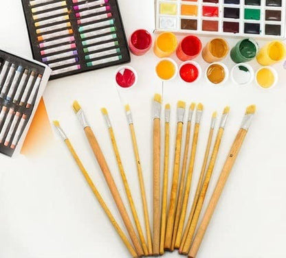 MAPPERZ Brown Art Brush Set/ Acrylic Painting Artist Paint Brushes - Pack of 12 (Brown)