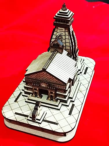 MAPPERZ Wooden Handcrafted Kedarnath Temple Souvenir Decorative Showpiece Car Deshboard MDF Pine Wood Beautiful Kedarnath Dham (Beige, Set of 1)