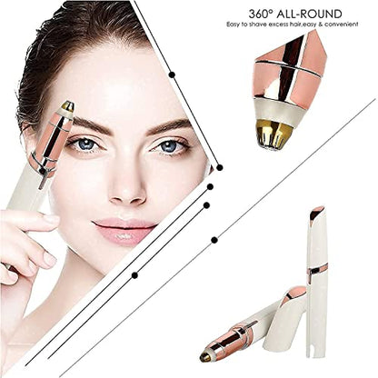 MAPPERZ Painless Electric Eyebrow Trimmer Facial Hair Remover for Women Hair Remover Kit Epilator with Cleaning Brush ((Battery Included))