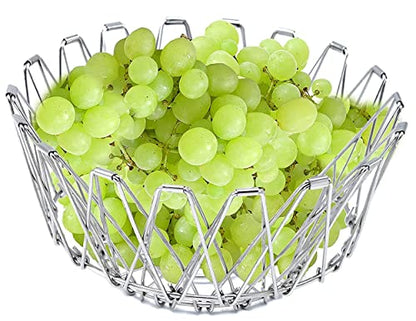 MAPPERZ Multipurpose Fruit Bowl Basket, Stainless Steel Modern Flexible Wire Folding deformable Fancy Fruit and Vegetable Fruit Plate, Kitchen and Home Storage, 8 Shapes, Pc1