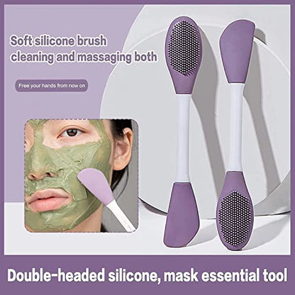 MAPPERZ Silicone Face Mask Brush Double-head,1PCS Soft Face Mask&Facial Cleansing Brush,Facials, Mud,Clay Mask,DIY,Modeling Mask,Body Lotion,and BB CC Cream,Pore Cleaner-Random color
