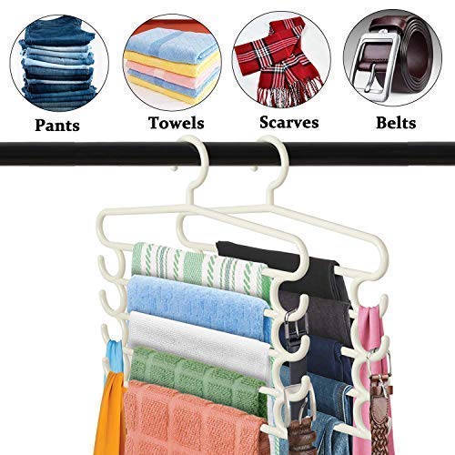 MAPPERZ 5 Layer Heavy Duty Multipurpose Hanger with Extra Side Hooks for Dupatta/Tie Cloth Rack Multilayer Storage Scarf Tie Rack Hanger (Multicolor)