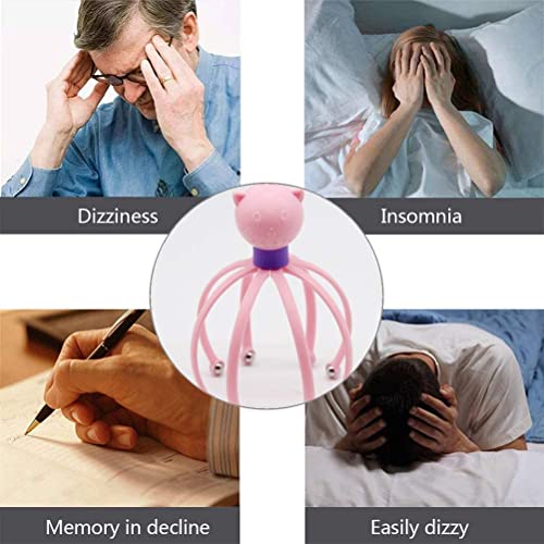MAPPERZ Head Manual Massage, Scalp Oil Massager Pain Relief Hair Growth, 8 Roller Balls Head Claw Body Massager Octopus Scalp Neck Stress Relief Head Care Massager,RandomColor, Pack of 2