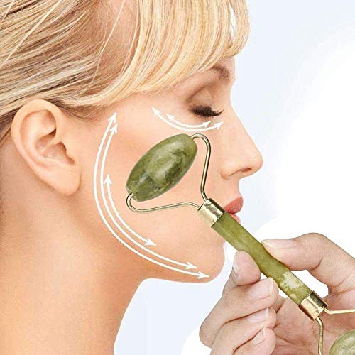 Mapperz Natural Facial Jade Roller Massager Double Sided Face Rolling Massage Stone Beauty Tool for Face Neck Toning