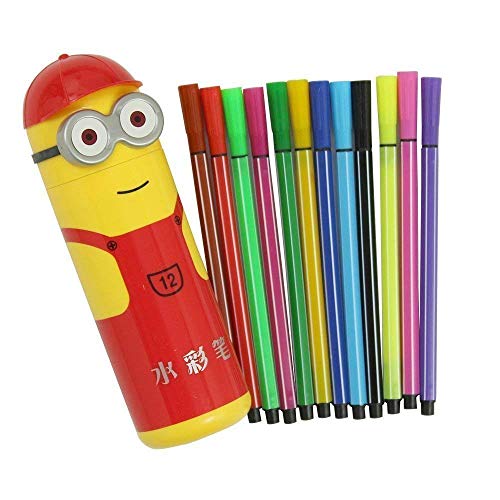 MAPPERZ Pencil Box Cartoon Shaped Pencil Box Included with 12 Sketch Pen Set for School Kids (Multicolor)
