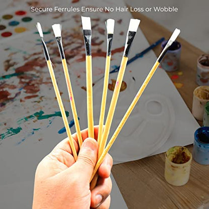MAPPERZ Wooden Art Brush Set Acrylic Painting Artist Paint Brushes - Pack of 6 (Brown)