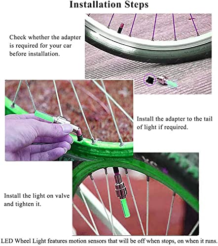 MAPPERZ Wheel Tyre Rim Valve Led Flash Light Cap with Motion Sensors for Car Motorcycles Bicycle Accessories (Green, Pack of 1 Pair)