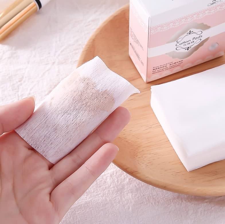MAPPERZ Natural Square Cotton Puff, Double-Side Save Water Soft Gentle Makeup Tools, Makeup Remover Facial Cotton Pads, Cosmetic Facial Eye Makeup Remover Pads