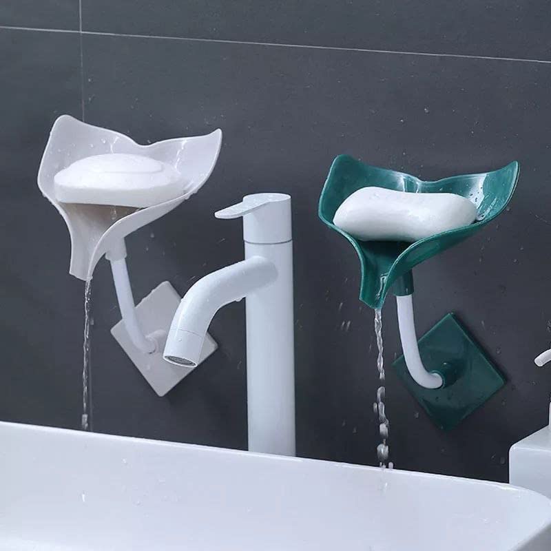 MAPPERZ Soap Bar Dish Holder, Wall Mounted Shelf with Strong Adhesive, Whale Shaped Soap Container with Drain for Kitchen, Sink, Bathroom, Shower, Bathtub, No Drilling, Random Color, Pack of 1