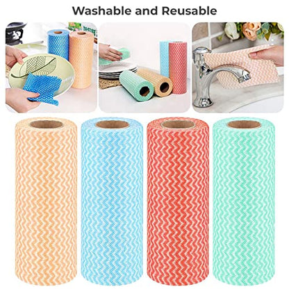 MAPPERZ Reusable Cleaning Wipe, Household &Kitchen Towels,Disposable Cleaning Cloth, Dish Cloth Dish Towels Dish Rags Reusable Kitchen Paper Towels, Wash Towels, 2 Rolls of 50 Sheets In Each
