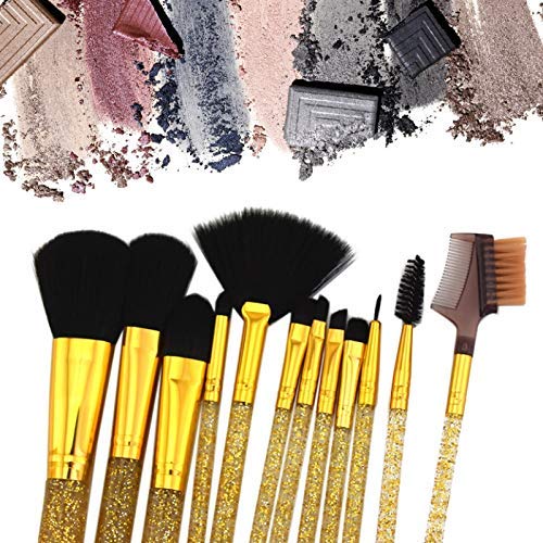 MAPPERZ 12 Pcs. Pro Makeup Shiny Brush Set For Blending Brush Face Powder Blush Concealers Eye Shadows Make Up Brushes with storage box - Shiny Rose Gold