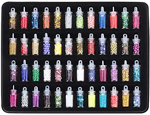 MAPPERZ 3D Glitter Powder Manicure Set of Nail Stickers/Nail Art Tool for Nail Decoration - Multicolor (Set of 48 Bottles)