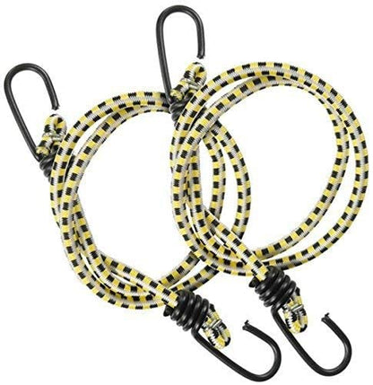 MAPPERZ Multipurpose Flexible Stretchable Elastic Bungee Rope with Metal Hooks/Tying Behind Bikes/Luggage Strap - Pack of 1, Multicolor