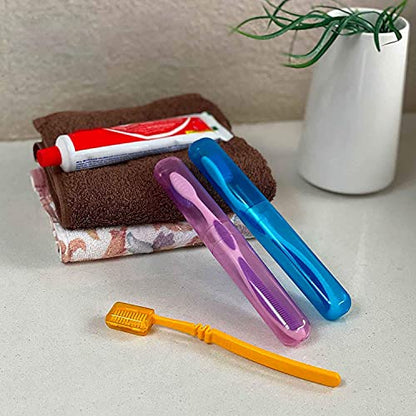 MAPPERZ Plastic Anti Bacterial Toothbrush Container/ Tooth Brush Travel Covers/ Case/ Holder/ Cases - Multicolor (Pack of 6)