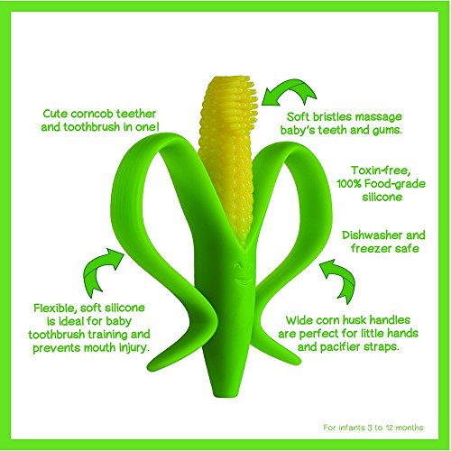 MAPPERZ Baby Banana - Corn Cob Toothbrush, Training Teether Tooth Brush for Infant Baby and Toddler