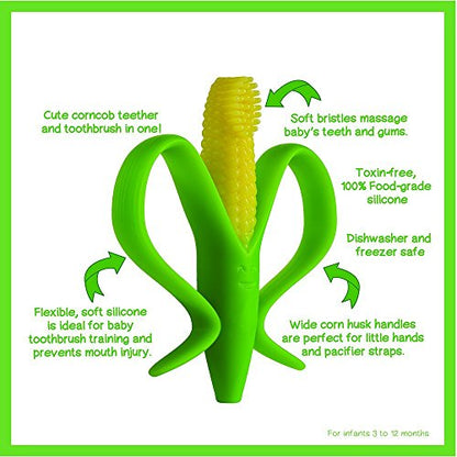 MAPPERZ Baby Banana - Corn Cob Toothbrush, Training Teether Tooth Brush for Infant Baby and Toddler