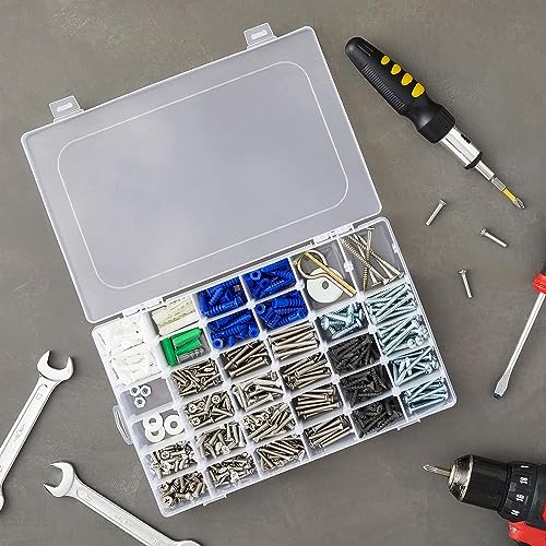 MAPPERZ Clear Transparent Plastic Organizer Box with Adjustable Compartment Dividers Jewlery Storage Rock Collection Box for Fishing Tackles Washi Tapes Multipurpose Plastic Storage Box