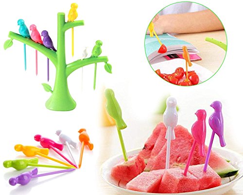 MAPPERZ Fancy Bird Fork, Attractive on Table and Ideal Fork for Eating Fruits/Tree Shape Holder Stand - Pack of 1