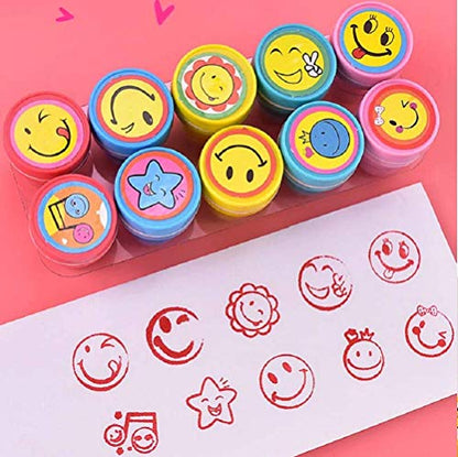 MAPPERZ Emoji Stamps Art and Craft Smiley Multicolor Punches Stamp for Kids (Pack of 12)