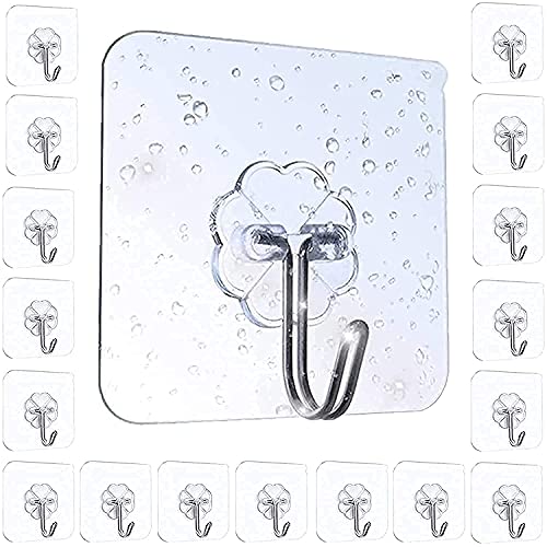 MAPPERZ Self Adhesive Wall Hooks/ Heavy Duty Sticky Hooks for Hanging/ Waterproof Transparent Adhesive Hooks - 10 Kg Max Weight