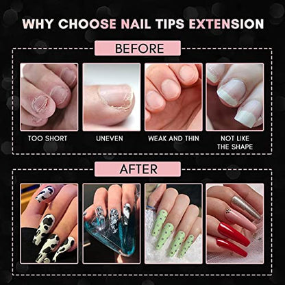 MAPPERZ Glossy Fake Nails, Shimmer White Square French Acrylic Full Cover False Nails for Women and Girls, 100 Transparent Nails, 100 Solid pre-colored White Nails, Pack Of 200 Artificial Nails