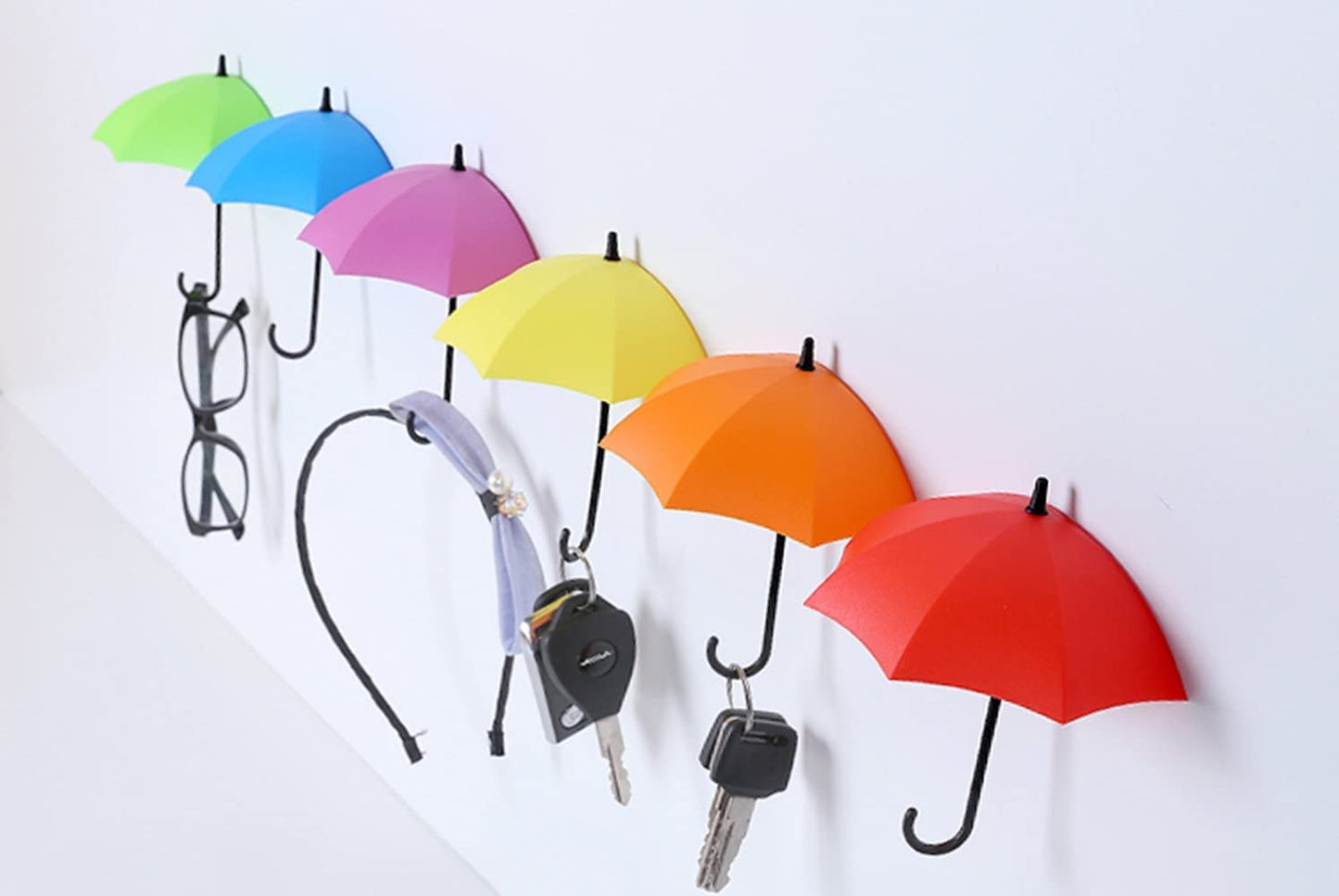 MAPPERZ Plastic Multipurpose Umbrella Key Hat Holder Wall Hanging Hook - (Multicolor)