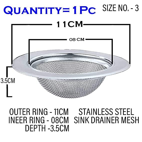 MAPPERZ Non Stick Stainless Steel Sink Strainer Kitchen Drain Basin Basket Filter Stopper Drainer/ Jali