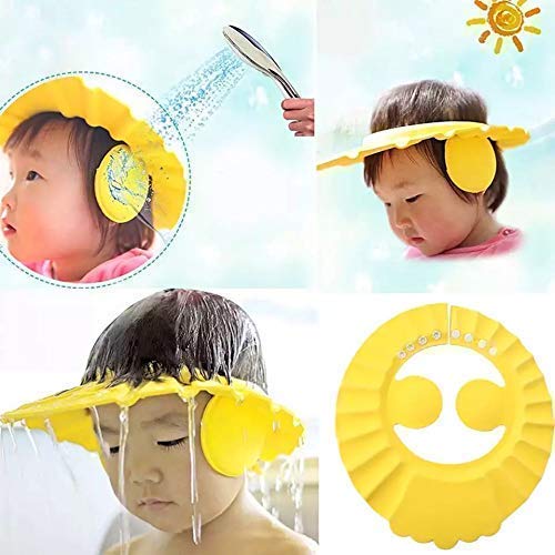 MAPPERZ Adjustable Bathing Baby Shower Hair Wash Cap Baby Bath Shower Protection Cap for Eyes And Ear (Pack of 3)
