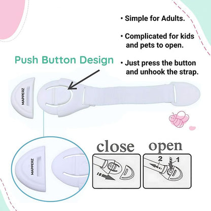MAPPERZ Child Safety Locks for Furniture White Baby Proofing Cabinet Locks