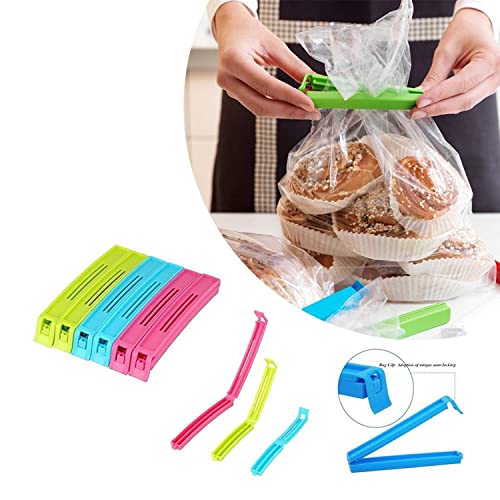 MAPPERZ Food Snack Manual Vacuum Plastic Bag/Pouch Clip Sealer Plastic Snack Seal Sealing Bag/Packet Sealer Clamps (Set of 18, Multi-Color) (Multicolor)