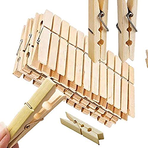MAPPERZ Bamboo Cloth Clip Wooden Clips for Cloths Art Craft (Pack of 20)