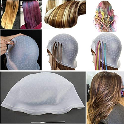 MAPPERZ Silicone Hair Dye Cap/Reusable Multicolor Hair Dyeing Hair Colour Cap with Hooks/ Home Salon for Women Men Girls Dyeing Hair
