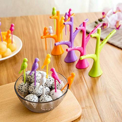 MAPPERZ Fancy Bird Fork, Attractive on Table and Ideal Fork for Eating Fruits/Tree Shape Holder Stand - Pack of 1